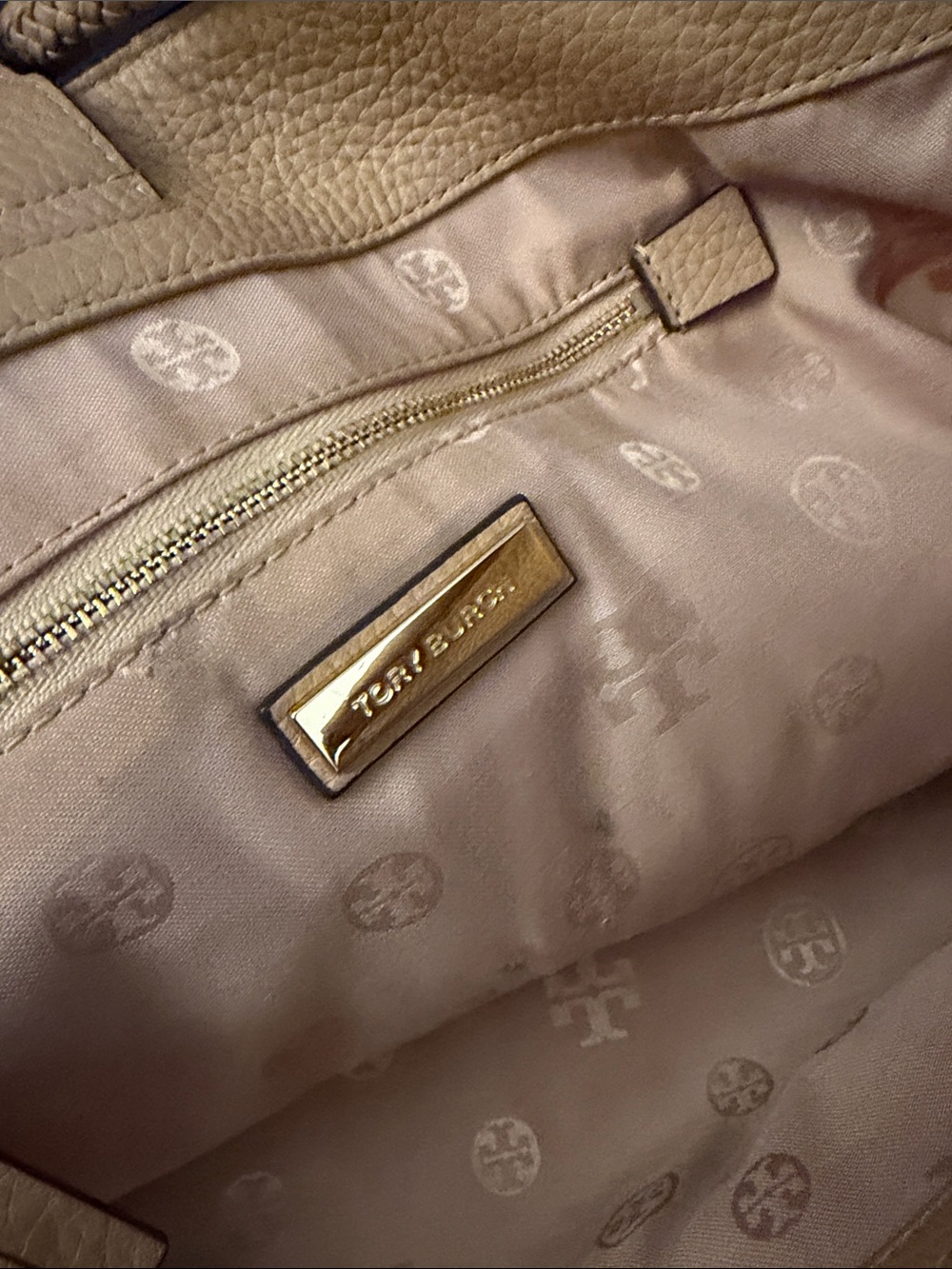 Tory Burch Blush Pebbled Leather Braided-Handle Tote - Picture 4 of 6